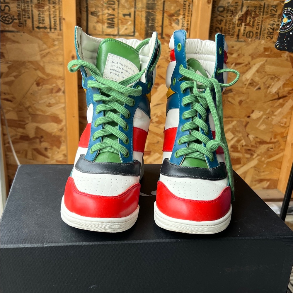 Marc by Marc Jacobs Colorful High-Top Wedge Sneakers - Picture 2 of 4